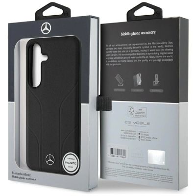 8. Mercedes Leather Debossed Lines MagSafe case for Samsung Galaxy S25+ - black