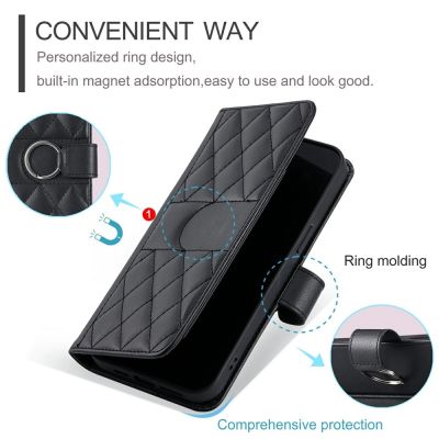 6. Samsung Galaxy A37 5G Leather Wallet Case with Stand and Shoulder Strap - Black