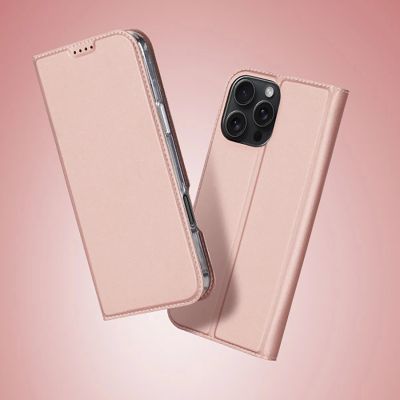 12. Dux Ducis Skin Pro iPhone 16 Pro Max Case with Flip and Card Slot - Pink