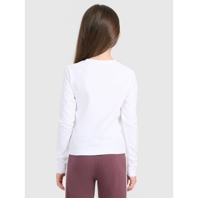 2. Girls' plain slim-fit long-sleeve top 4F 4FJRAW25TLONF603-10S