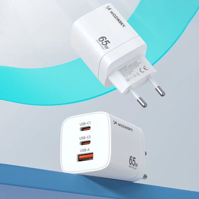 9. Wozinsky CGWCW 65W GaN Wall Charger USB-A / 2 x USB-C - White