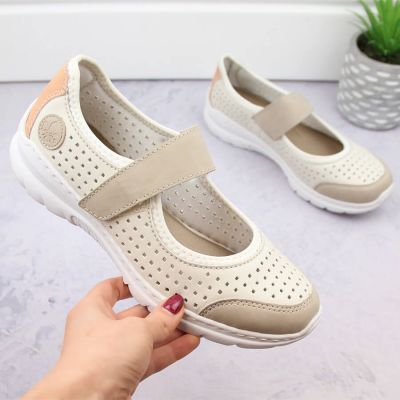 2. Comfortable Rieker W RKR575A openwork shoes, beige