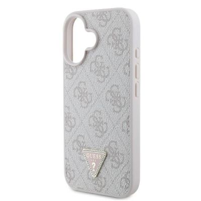 6. Guess Leather Metal Logo Strass Crossbody Case for iPhone 16 - Pink