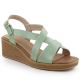 Sergio Leone SK298 women's patent leather wedge sandals in green