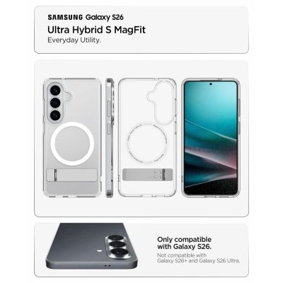 7. Spigen Ultra Hybrid S Mag MagSafe Case for Samsung Galaxy S26 - Clear and White