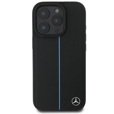 3. Mercedes MB Blue Line Leather MagSafe iPhone 16 Pro Case - Black