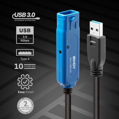 2. Lindy 43157 USB Cable USB 3.2 Gen 1 (3.1 Gen 1) 10m USB A Black
