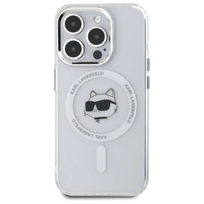 3. Karl Lagerfeld IML Metal Choupette Head MagSafe iPhone 15 Pro Case - White