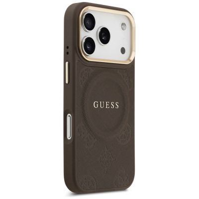 4. Guess Peony Hot Stamp MagSafe Case for iPhone 17 Pro - Brown