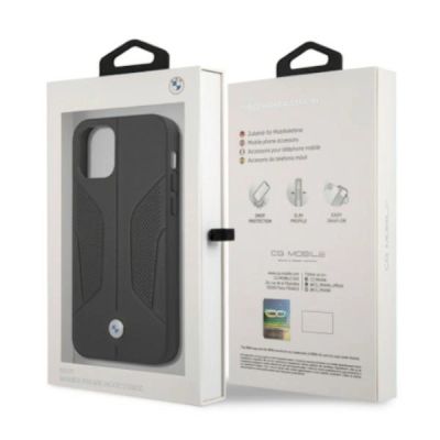8. BMW Leather Perforated Sides Case for iPhone 12 Pro Max - Black