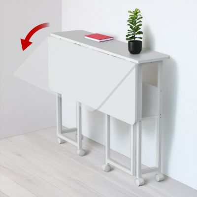 10. MACLEAN FOLDING DESK / TABLE MACLEAN, WHITE, MOBILE 100X73CM, MAX. 50KG, ANGLED, L-SHAPED, MC-126 L/W