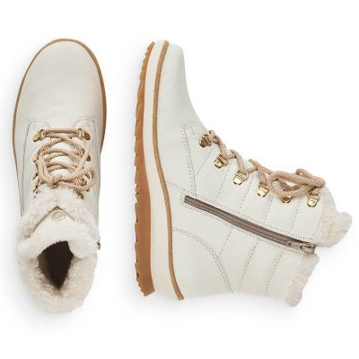 29. Remonte W RKR629 wool-lined waterproof leather ankle boots, white