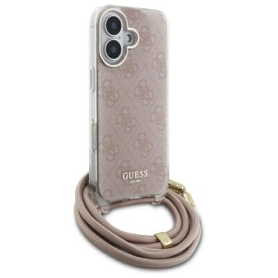 2. Guess Crossbody Cord 4G Print iPhone 16 Case - Pink