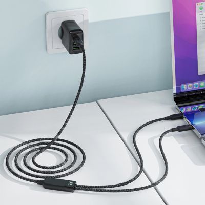 6. Acefast C5 USB-C - USB-C / USB-C 2in1 100W 480Mb/s cable - black