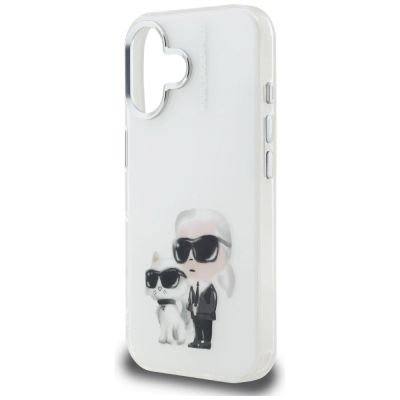 6. Karl Lagerfeld IML Aquarelle Karl & Choupette & Logo iPhone 16 Case - White