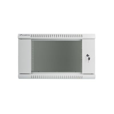2. Lanberg WF01-6606-10S single-section cabinet (6U; 368mm / 600mm / 600 mm; wall-mounted; Glass; 19''; gray)