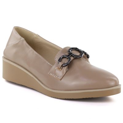 Women's beige wedge shoes with decoration M.Daszyński MR2265