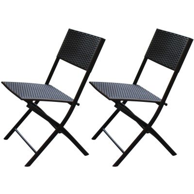 26. BALCONY FURNITURE SET TABLE 58X58X70CM AND 2 BLACK CHAIRS