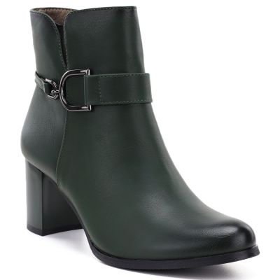 Women's insulated ankle boots with a heel, green M.Daszyński SA125-32
