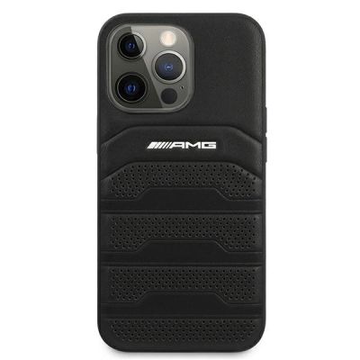 3. AMG AMHCP13XGSEBK iPhone 13 Pro Max 6,7" czarny/black hardcase Leather Debossed Lines