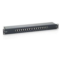 Equip CAT6 patch panel, 16 ports, black, 19" (1U)