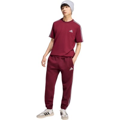 6. Men's adidas Essentials 3-Stripes Fleece Tapered Cuffed Pants Burgundy KY4134