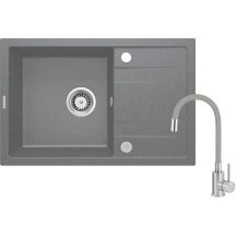 Granite sink with a single-bowl tap and drainer
