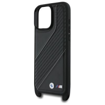 5. BMW M Edition Carbon Stripe & Strap Case for iPhone 16 Pro Max - Black