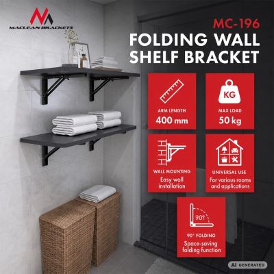3. MACLEAN FOLDING WALL SHELF BRACKET MACLEAN FOLDING WALL SHELF BRACKET, MIN 350MM, MAX 700MM, MAX 50KG, 2 PIECES, M