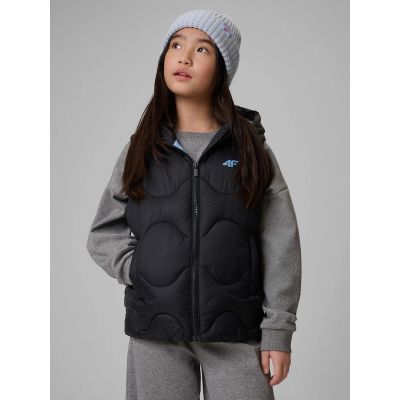 Girls' hooded vest 4F 4FJRSS26TVJAF355-20S