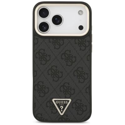 3. Guess 4G Triangle Logo MagSafe Case for iPhone 17 Pro Max - Black and Gold