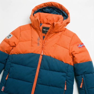 4. Trollkids Kids Gryllefjord Waterproof Winter Jacket Orange/Blue (365-428)
