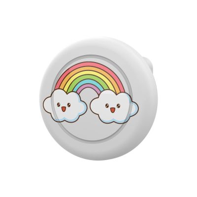 AirTag badge case - white with rainbow print