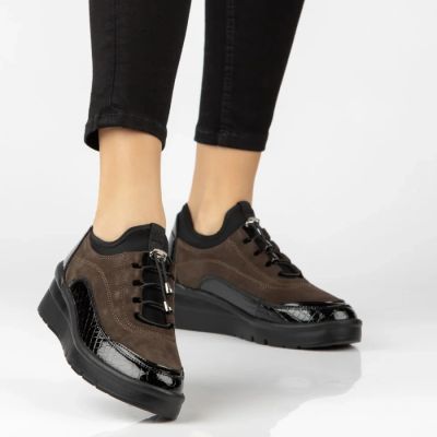 8. Leather suede crocodile wedge shoes brown Filippo DP8106