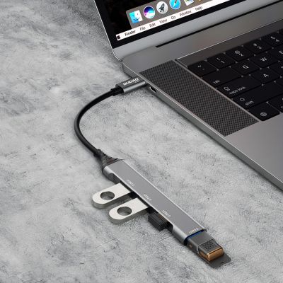 4. Dudao HUB 4in1 USB-C - 4x USB-A (3 x USB2.0 / USB3.0) 6.3cm black (A16T)