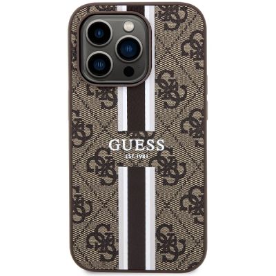 3. Guess 4G Printed Stripes MagSafe case for iPhone 15 Pro - brown
