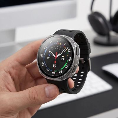 13. Tech-Protect Defense 2-Pack Case for Samsung Galaxy Watch 44mm - Clear Matte Black