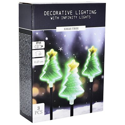 6. DECORATIVE LAMPS OUTDOOR PATH STICK 3 PCS CHRISTMAS TREE MIRROR