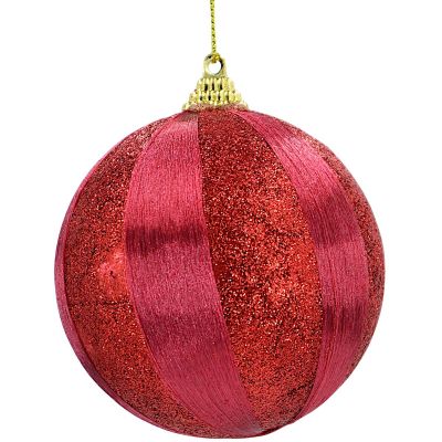 3. SHATTER-RESISTANT PLASTIC BAUBLES 10 CM RED 4 PCS STRIPES MICA