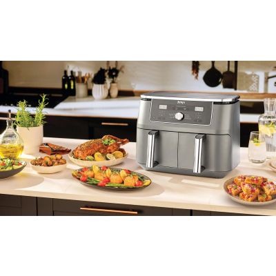 28. Ninja DZ400EU Deep Fryer Double 9.5L Autonomous 2470W Hot Air Fryer Gray