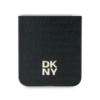 5. DKNY Repeat Pattern Stack Logo Case for Samsung Galaxy Z Flip6 - Black