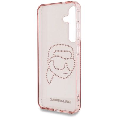 7. Karl Lagerfeld Rhinestones K. Head Logo Samsung Galaxy S25 Case Pink