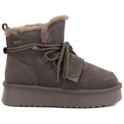 2. Women's brown suede leather platform ankle boots Big Star UU274314