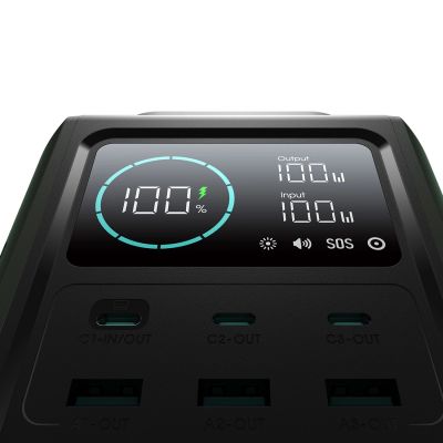5. Powerbank Joyroom JR-PBF10 75000mAh 100W 3x USB-C 3x USB-A with foldable flashlight and handle - green