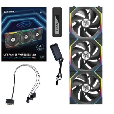 Lian Li LULI-091 UNI FAN SL fan, ARGB, PWM, 3x, 120mm, Wireless control via 2.4GHz controller, black