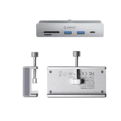 2. Orico MH5PC Hub Clamp-Mounted USB-C / 2x USB-A 3.2 + 1x USB-C 3.2 + 1x SD&TF - Silver