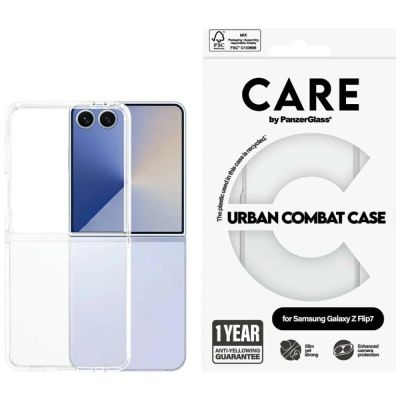 CARE by PanzerGlass Flagship Urban Combat Case for Samsung Galaxy Z Flip 7 - Transparent