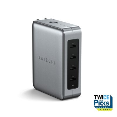 4. Satechi 4-Port GaN Travel Charger - 145W travel charger with 4 socket adapters - US, UK, EU, AS (4x USB-C)