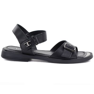2. Women's black leather sandals Vinceza 26-62303