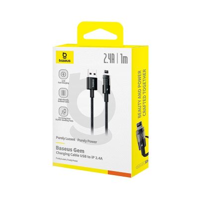 6. Baseus Gem Cable USB Type A to iPhone 2.4A 1m (Black)